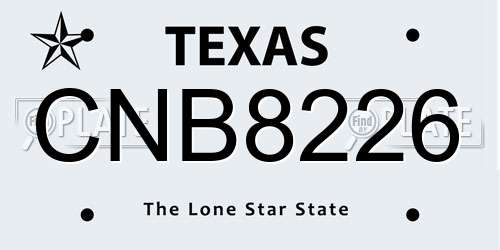CNB8226 Texas License Plate