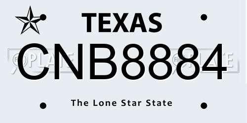 CNB8884 Texas License Plate