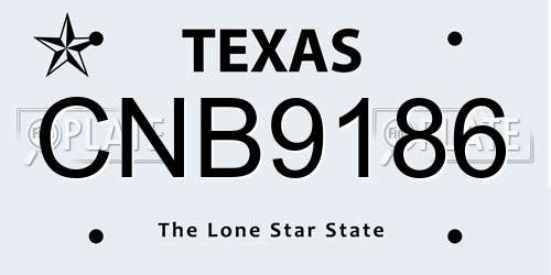 CNB9186 Texas License Plate