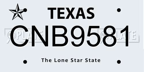 CNB9581 Texas License Plate