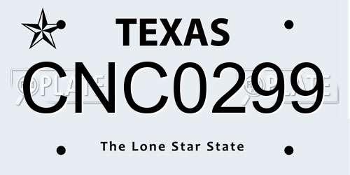 CNC0299 Texas License Plate