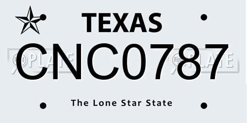 CNC0787 Texas License Plate