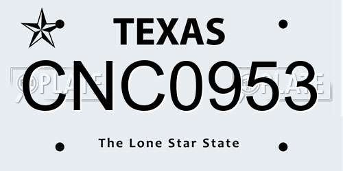 CNC0953 Texas License Plate