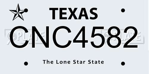 CNC4582 Texas License Plate