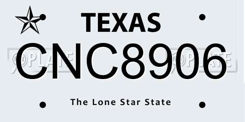 CNC8906 Texas License Plate