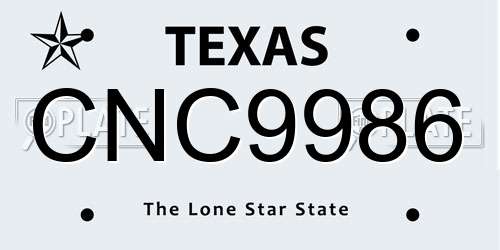 CNC9986 Texas License Plate