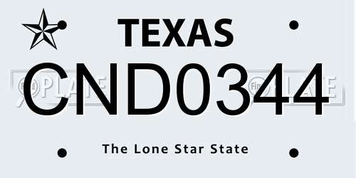 CND0344 Texas License Plate