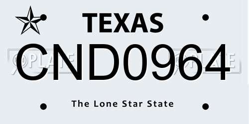 CND0964 Texas License Plate