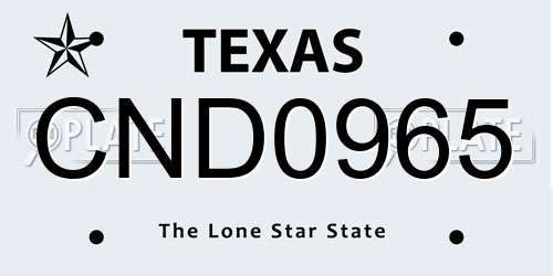 CND0965 Texas License Plate