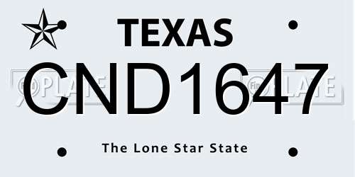 CND1647 Texas License Plate