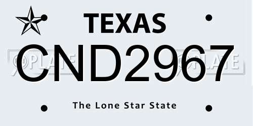 CND2967 Texas License Plate