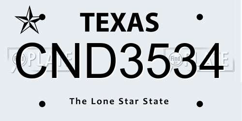 CND3534 Texas License Plate