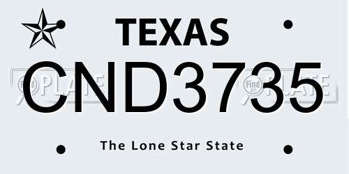 CND3735 Texas License Plate