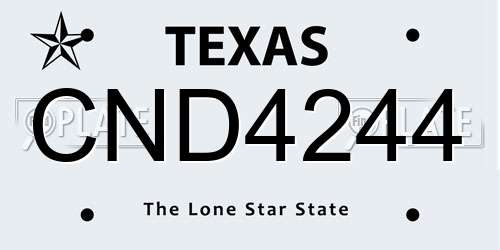 CND4244 Texas License Plate