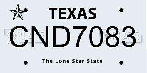 CND7083 Texas License Plate