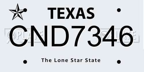 CND7346 Texas License Plate