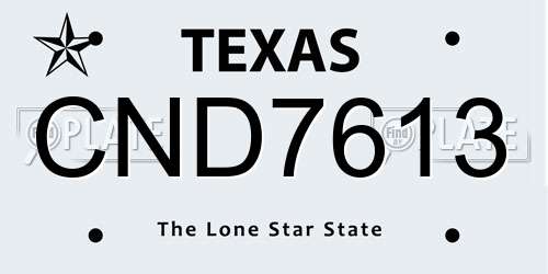 CND7613 Texas License Plate