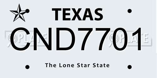CND7701 Texas License Plate