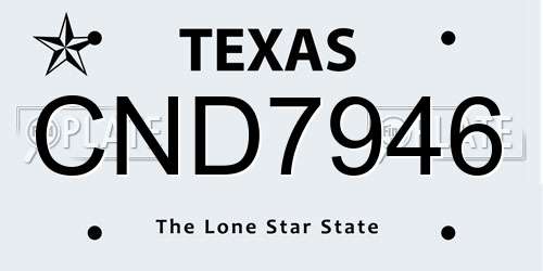 CND7946 Texas License Plate