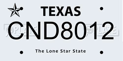 CND8012 Texas License Plate