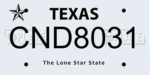 CND8031 Texas License Plate