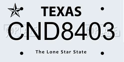 CND8403 Texas License Plate