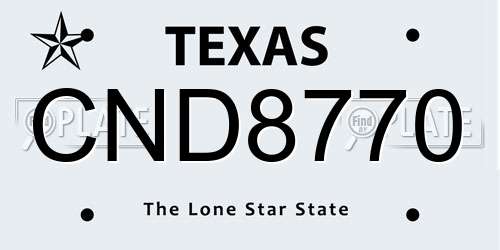 CND8770 Texas License Plate