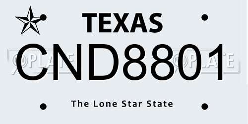 CND8801 Texas License Plate