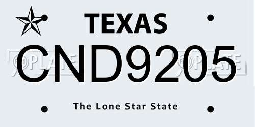 CND9205 Texas License Plate