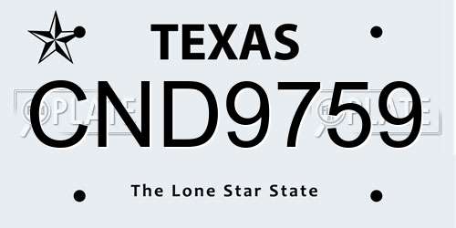 CND9759 Texas License Plate