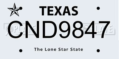 CND9847 Texas License Plate