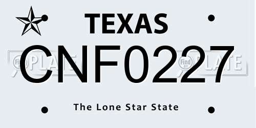 CNF0227 Texas License Plate