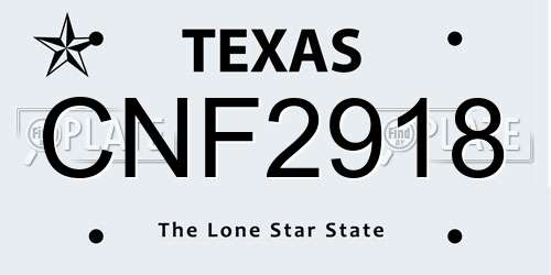 CNF2918 Texas License Plate