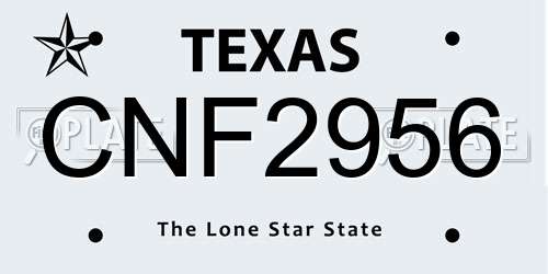 CNF2956 Texas License Plate