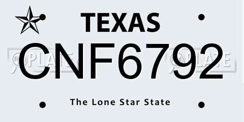CNF6792 Texas License Plate
