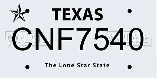 CNF7540 Texas License Plate
