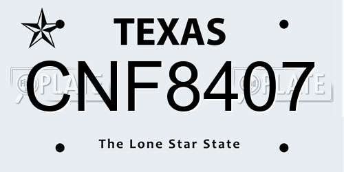 CNF8407 Texas License Plate