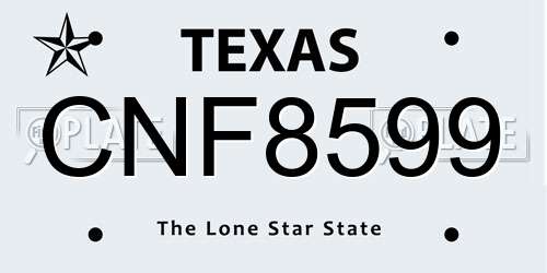 CNF8599 Texas License Plate