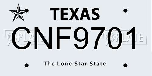 CNF9701 Texas License Plate