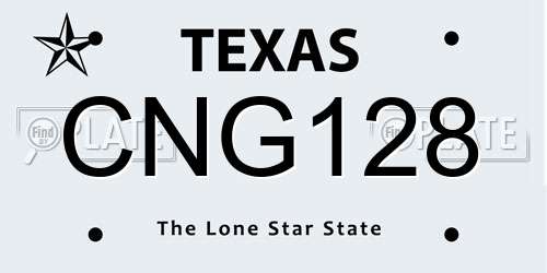 CNG128 Texas License Plate