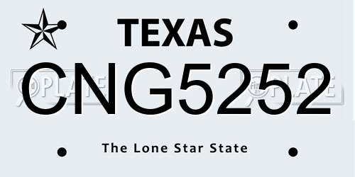 CNG5252 Texas License Plate