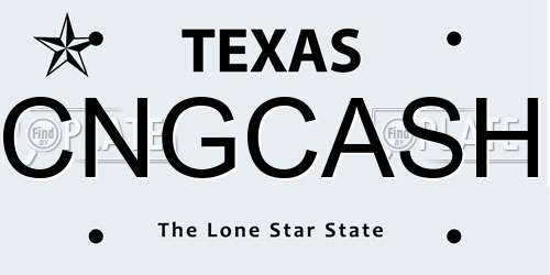 CNGCASH Texas License Plate