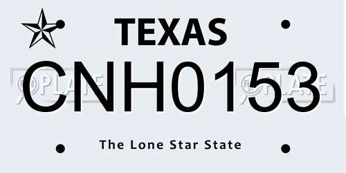 CNH0153 Texas License Plate