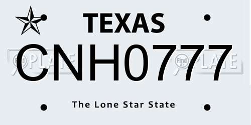 CNH0777 Texas License Plate