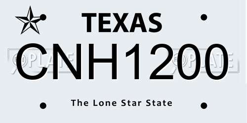CNH1200 Texas License Plate