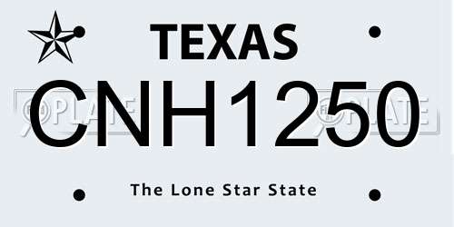 CNH1250 Texas License Plate