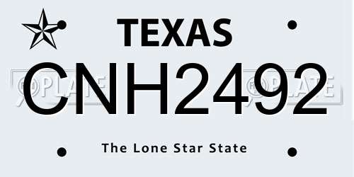 CNH2492 Texas License Plate