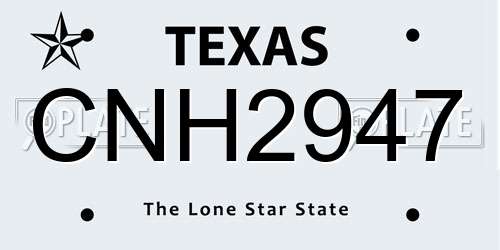 CNH2947 Texas License Plate