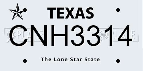 CNH3314 Texas License Plate