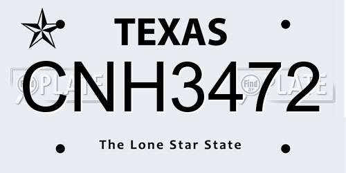 CNH3472 Texas License Plate